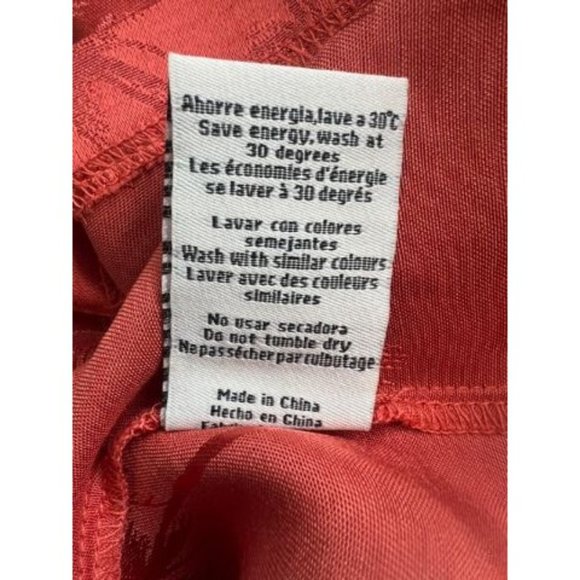 #81 NWT Silky Palm Print Dress Orange Short Sleeve V Neck Dress XS, S, M - Picture 9 of 12